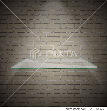 Empty advertising glass shelf withh a spot lignt Empty advertising glass shelf withh a spot lignt 23638327