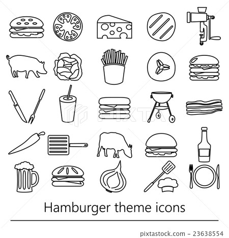 hamburger theme modern simple outline icons set  23638554