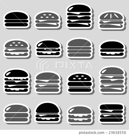 hamburgers types fast food black and gray stickers 23638558