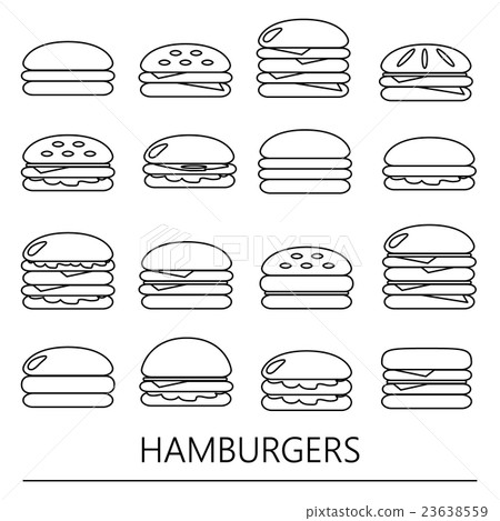 hamburgers types fast food modern outline icons  23638559