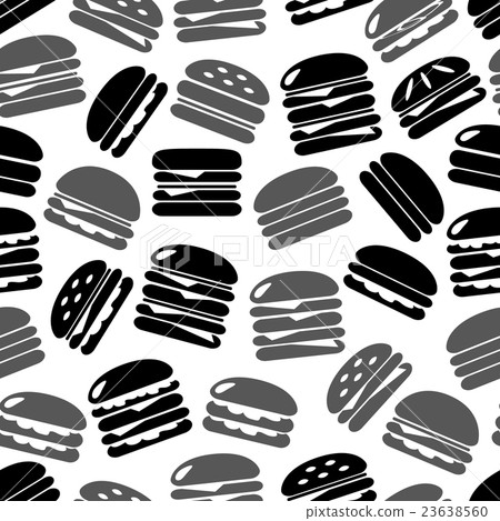 hamburgers fast food icons seamless black pattern 23638560