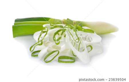 图库照片: fresh green japanese bunching onion on white