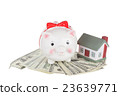 Pig moneybox on money and the toy house 23639771