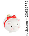 White pig moneybox with a coin  23639772