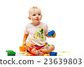 little girl soiled by multi-colored paints 23639803