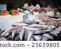 Fresh-caught sea fish on a counter in  fish market 23639805