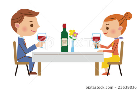 A couple toasting with wine - Stock Illustration [23639836] - PIXTA