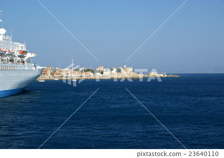 View of the medieval town of Rhodes from the sea 23640110