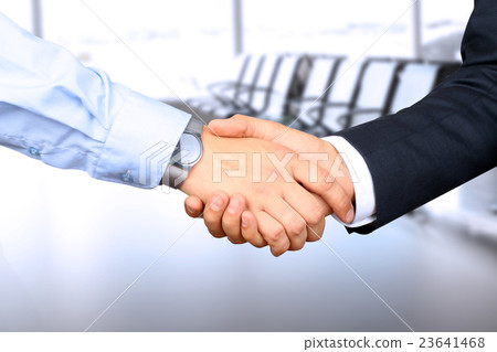 Image of a firm handshake between two colleagues 23641468
