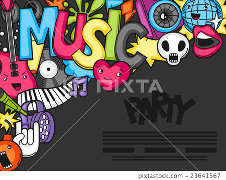 Music party kawaii background. Musical instruments Music party kawaii background. Musical instruments 23641567