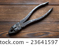 old rusty pliers on wooden background 23641597