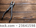 old rusty pliers on wooden background 23641598