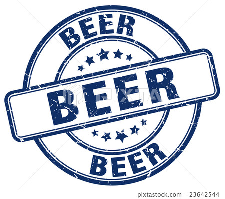 beer blue grunge round vintage rubber stamp - Stock Illustration ...