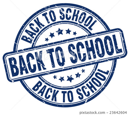 back to school blue grunge round rubber stamp - Stock Illustration ...