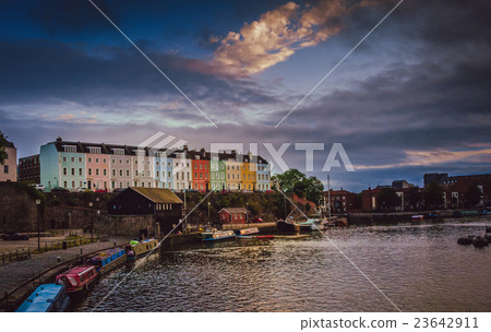 Colorful homes in Bristol harbor 23642911