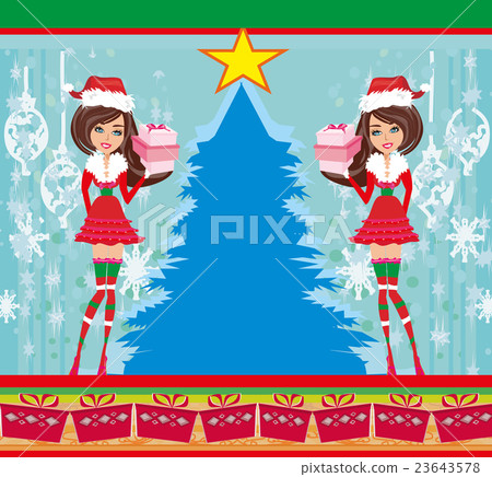 pin-up girls in Christmas inspired costume pin-up girls in Christmas inspired costume 23643578