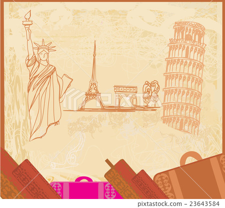 travel design element with different monuments travel design element with different monuments 23643584