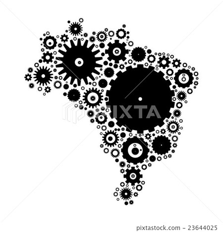 Brasil map silhouette mosaic of cogs and gears 23644025