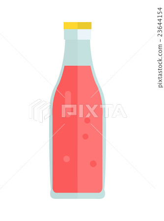 Glass or Plastic Bottle with Sweet Red Beverage. Glass or Plastic Bottle with Sweet Red Beverage. 23644154
