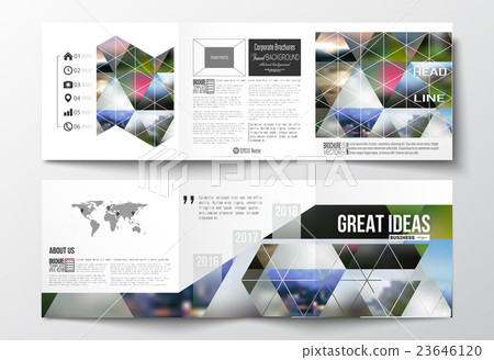 Set of tri-fold brochures, square design templates 23646120