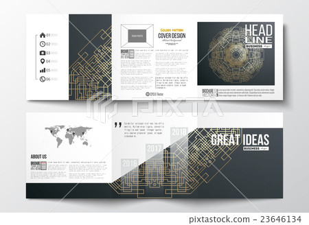 Set of tri-fold brochures, square design templates 23646134