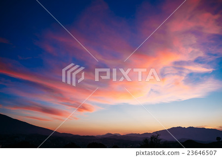Colorful Sunset, Sunrise  over Mountains 23646507