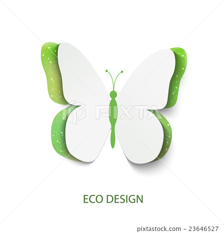 Eco concept green butterfly cut out of paper Eco concept green butterfly cut out of paper 23646527