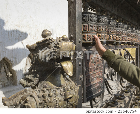 Buddhist prayer wheels, Kathmandu, Nepal. Buddhist prayer wheels, Kathmandu, Nepal. 23646754