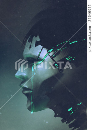 side view of robot crying 23646955