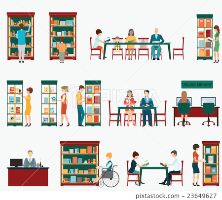 Various character people in Bookstore or library 23649627