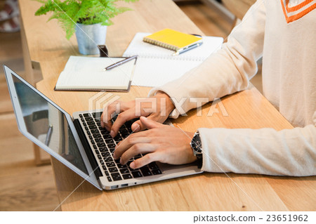 Hand of male workers working in co-working space 23651962