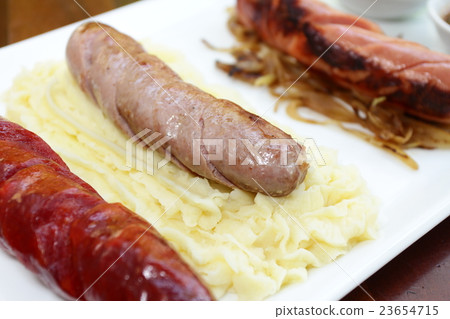 Rice with vegetables and seafood two sausages Rice with vegetables and seafood two sausages 23654715
