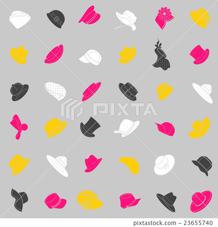 Seamless pattern with flat icons of headwear 23655740