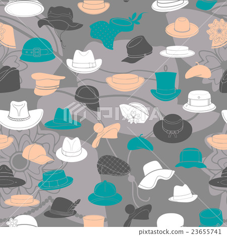 Seamless pattern with flat icons of headwear 23655741