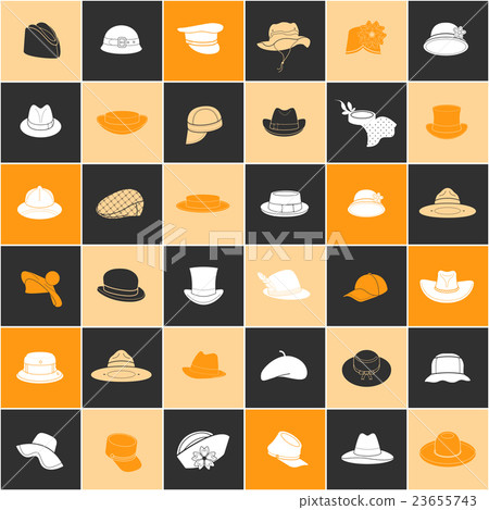 Seamless pattern with flat icons of headwear 23655743
