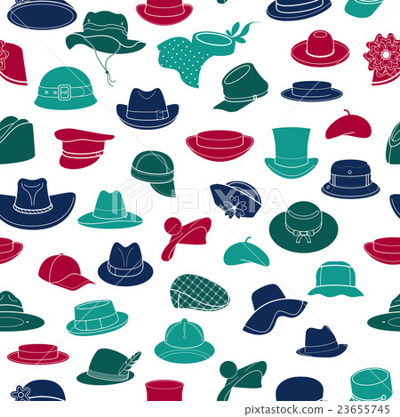 Seamless pattern with flat icons of headwear 23655745