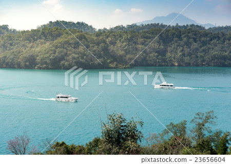 Tourist boats at Sun Moon Lake Tourist boats at Sun Moon Lake 23656604