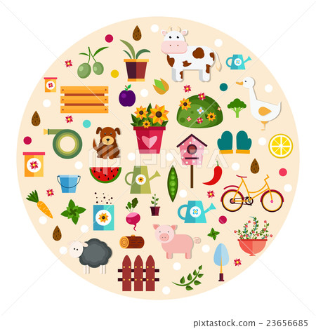Vector farm life, pink background Vector farm life, pink background 23656685