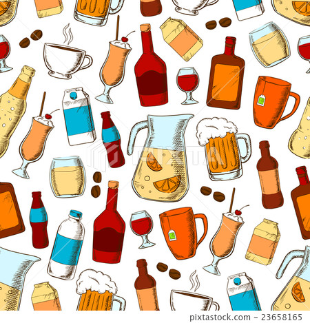 Drinks seamless pattern. Alcohol, fresh and Drinks seamless pattern. Alcohol, fresh and 23658165