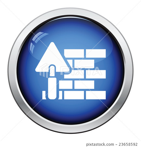 Icon of brick wall with trowel 23658592