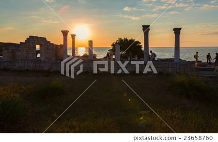 Ancient Greek basilica and marble columns in 23658760