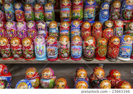 Colorful Russian nesting dolls matreshka at market 23663166