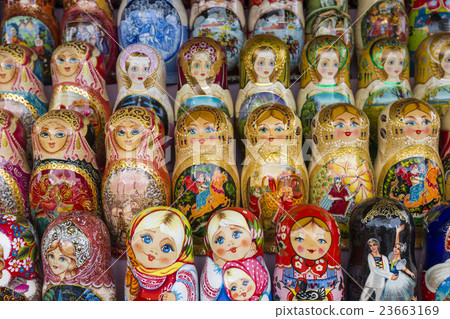 Colorful Russian nesting dolls matreshka at market 23663169