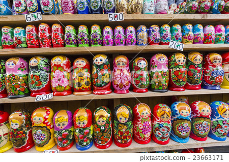 Colorful Russian nesting dolls matreshka at market 23663171
