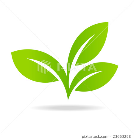 Eco icon with green leaf. 23663298
