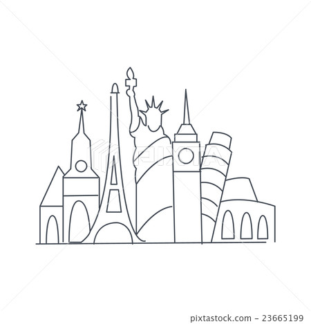 Set Of World Famous Symbolical Monuments 23665199