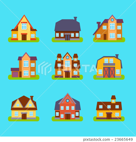 Suburban Real Estate Houses Set 23665649