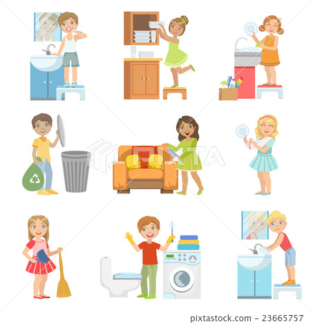 Kids Doing A Home Cleanup Kids Doing A Home Cleanup 23665757