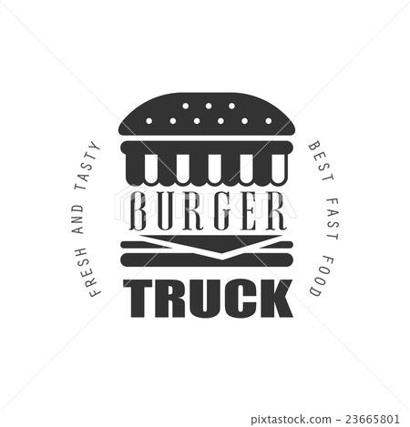 Fresh And Tasty Burger Food Truck Label Design 23665801