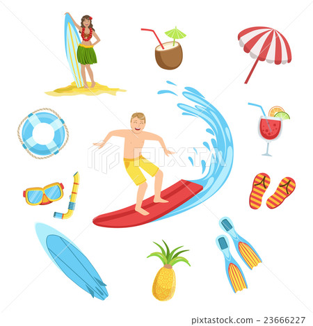 Beach And Surfing Holidays Icon Set Beach And Surfing Holidays Icon Set 23666227